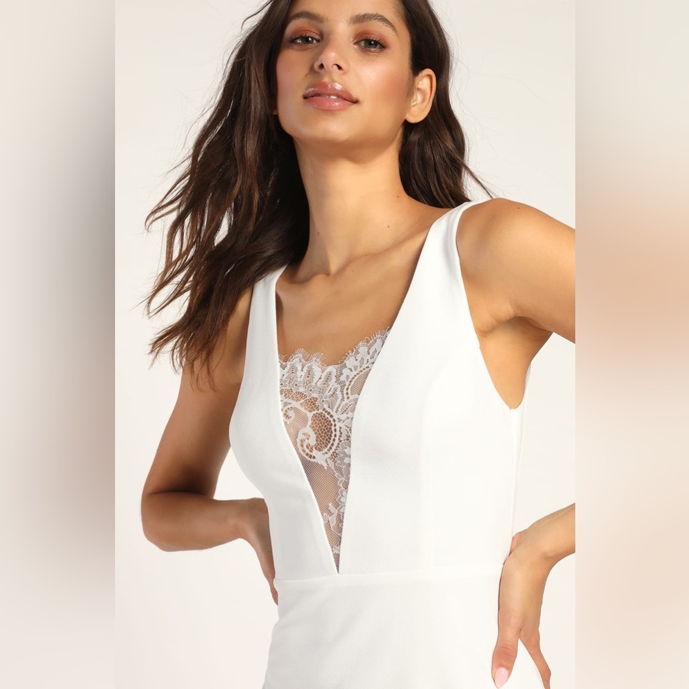 Lulus Stylish Selection White Lace Sleeveless Backless Midi Dress - Picture 4 of 9